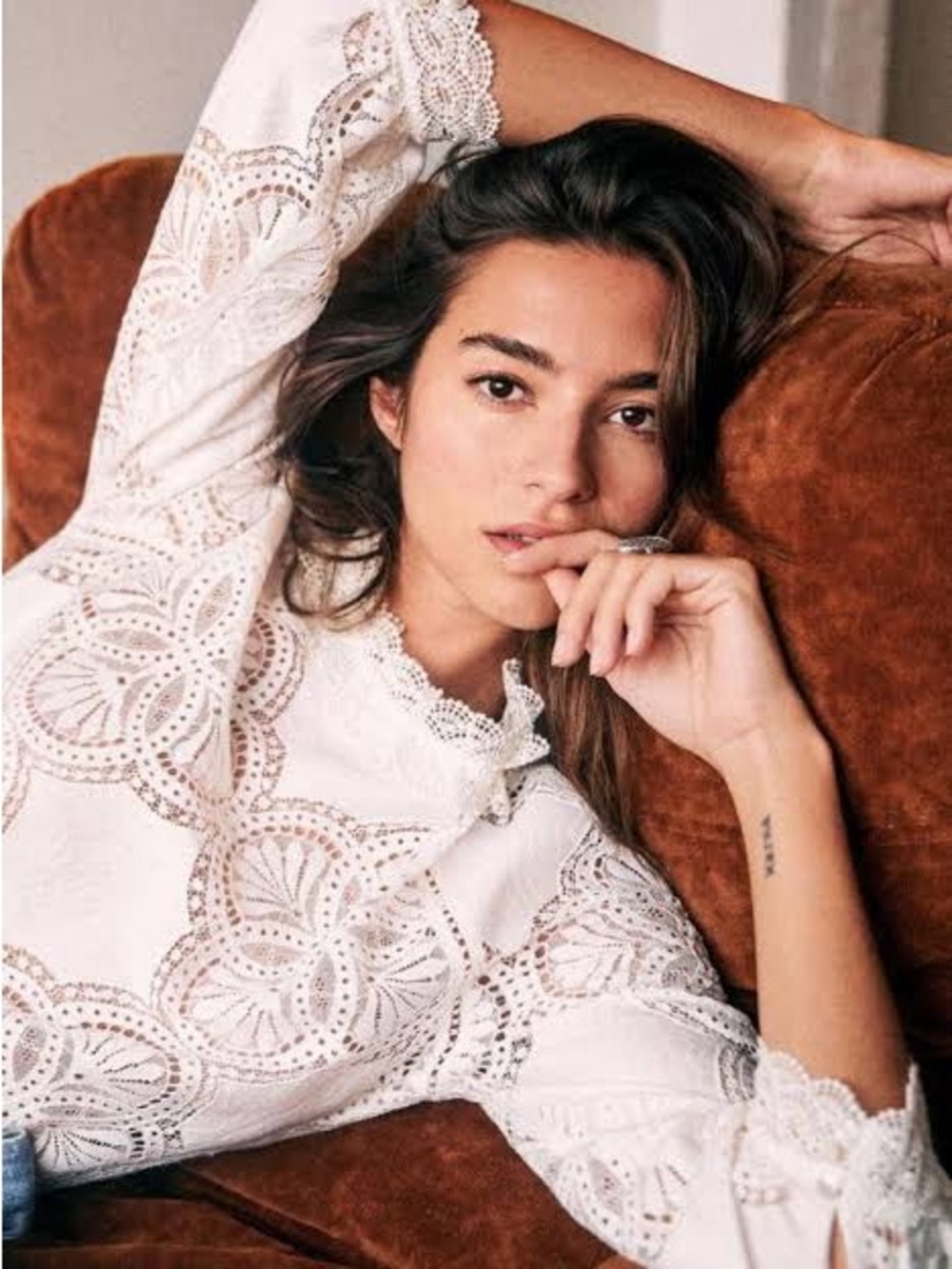 EUC Sezane White Bacall Blouse 36